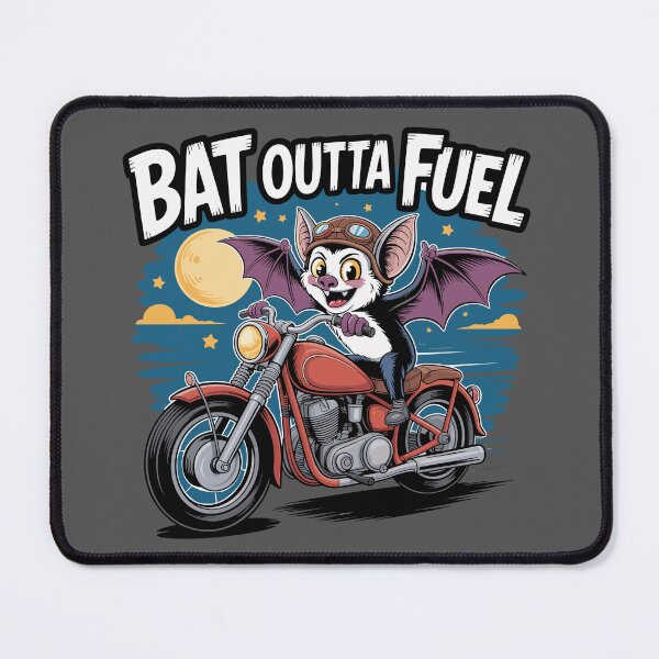 Item preview, Bat on a Bike: This quirky design, featuring a determined cartoon bat clinging to motorcycle handlebars. For the Halloween Festive Season designed and sold by Grang Art Artistic Designs.