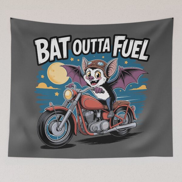 Item preview, Bat on a Bike: This quirky design, featuring a determined cartoon bat clinging to motorcycle handlebars. For the Halloween Festive Season designed and sold by Grang Art Artistic Designs.
