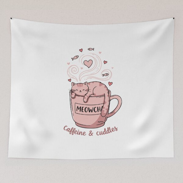 Item preview, Cozy Cat in a Meowcha Mug designed and sold by FiesterArt.