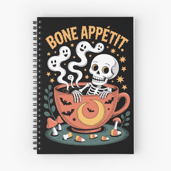 Item preview, Bone-a-fide Brew: A whimsical Halloween scene where a skeleton luxuriates in a massive teacup designed and sold by Grang Art Artistic Designs.