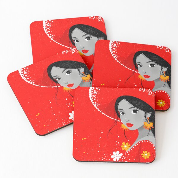 Item preview, Elegant Woman in Red Hat and Floral Dress Design designed and sold by Artessie.