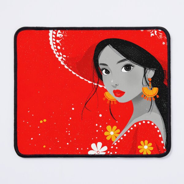 Item preview, Elegant Woman in Red Hat and Floral Dress Design designed and sold by Artessie.