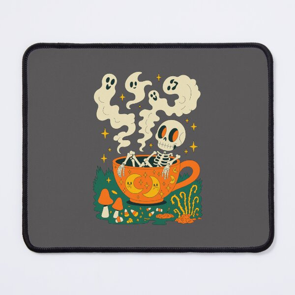 Item preview, Teacup of Eerie Elegance: A whimsical Halloween scene where a skeleton luxuriates in a massive teacup designed and sold by Camel & Quirk.