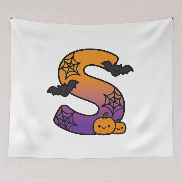 Item preview, Halloween Letter S – Cute Kawaii Cartoon with Spooky Details designed and sold by PrintCreations9.