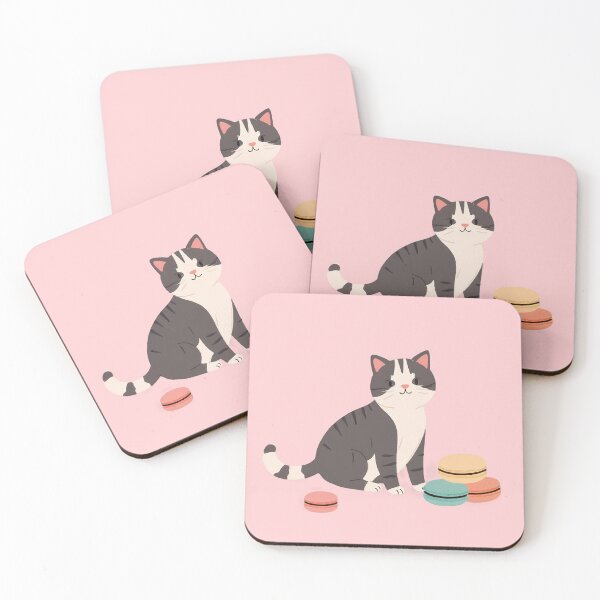 Item preview, Cute kitty and macaroons designed and sold by WoollenLlama.