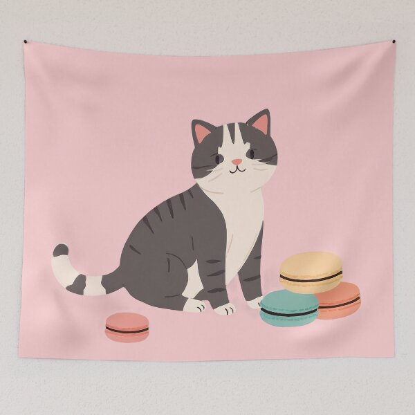 Item preview, Cute kitty and macaroons designed and sold by WoollenLlama.