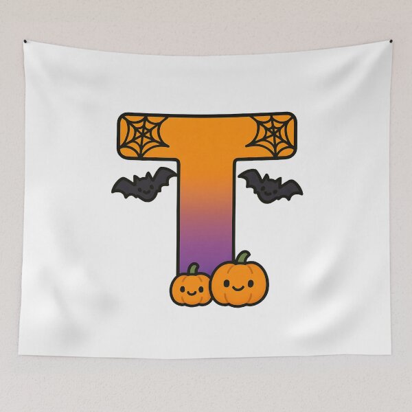 Item preview, Halloween Letter T – Cute Kawaii Cartoon with Spooky Details designed and sold by PrintCreations9.