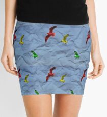 Crumpled birds Mini Skirt