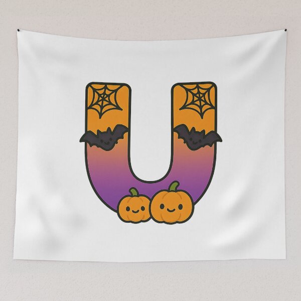 Item preview, Halloween Letter U – Cute Kawaii Cartoon with Spooky Details designed and sold by PrintCreations9.