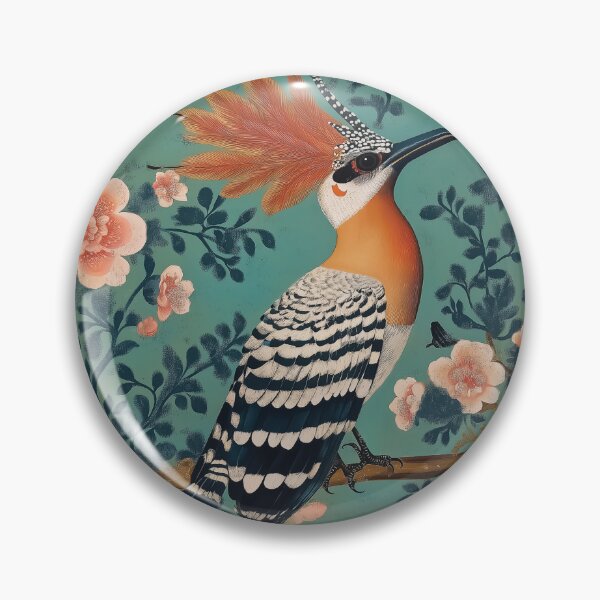 Item preview, A vibrant design of an Exotic Hoopoe Against a Detailed Teal Floral Background. designed and sold by HEMRO.