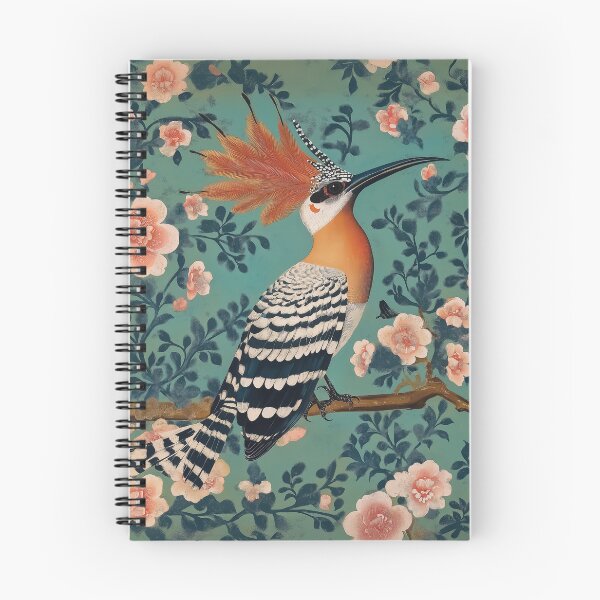 Item preview, A vibrant design of an Exotic Hoopoe Against a Detailed Teal Floral Background. designed and sold by HEMRO.