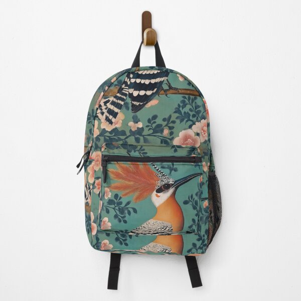 Item preview, A vibrant design of an Exotic Hoopoe Against a Detailed Teal Floral Background. designed and sold by HEMRO.