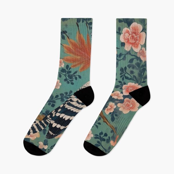 Item preview, A vibrant design of an Exotic Hoopoe Against a Detailed Teal Floral Background. designed and sold by HEMRO.