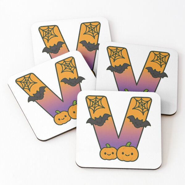 Item preview, Halloween Letter V – Cute Kawaii Cartoon with Spooky Details designed and sold by PrintCreations9.