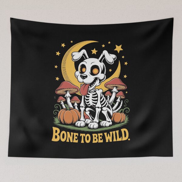Item preview, Bone to be Wild: declares this charming retro halloween illustration!  designed and sold by Grang Art Artistic Designs.