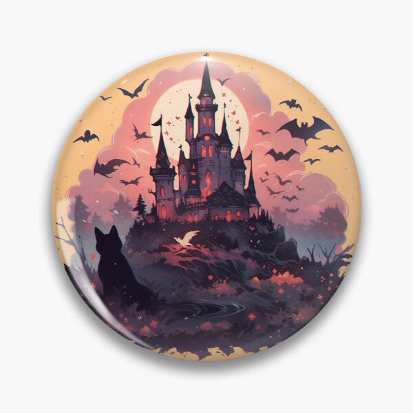 Item preview, Magical spooky castle with bats and black cat designed and sold by WoollenLlama.