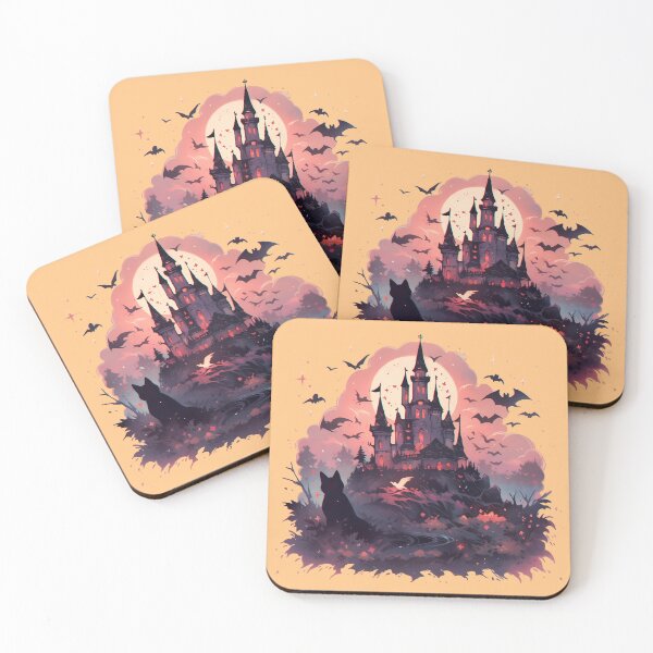 Item preview, Magical spooky castle with bats and black cat designed and sold by WoollenLlama.