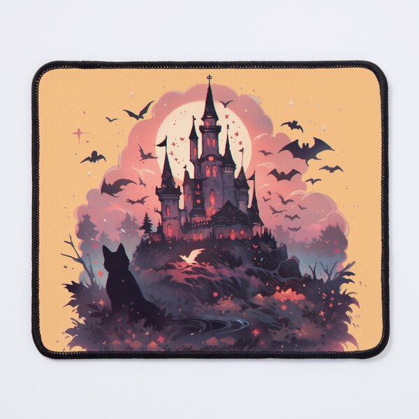 Item preview, Magical spooky castle with bats and black cat designed and sold by WoollenLlama.