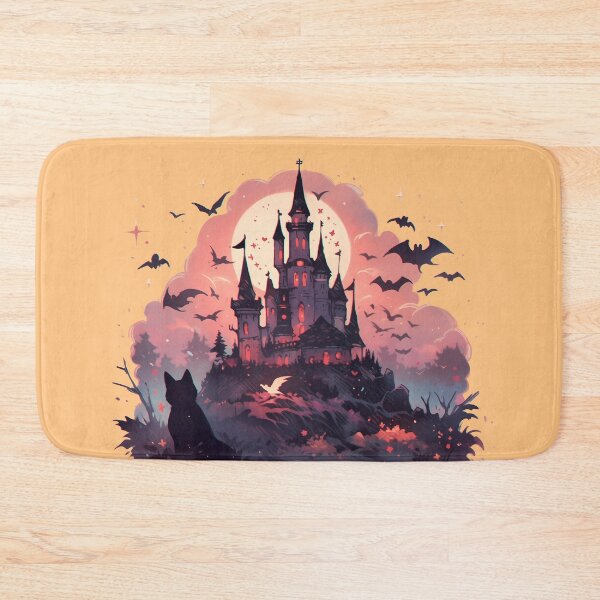 Item preview, Magical spooky castle with bats and black cat designed and sold by WoollenLlama.