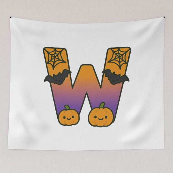 Item preview, Halloween Letter W – Cute Kawaii Cartoon with Spooky Details designed and sold by PrintCreations9.
