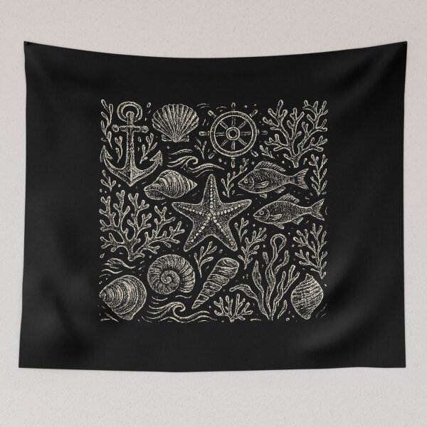 Item preview, Vintage Nautical Ocean Life Doodle Pattern designed and sold by EdvvinStudios.