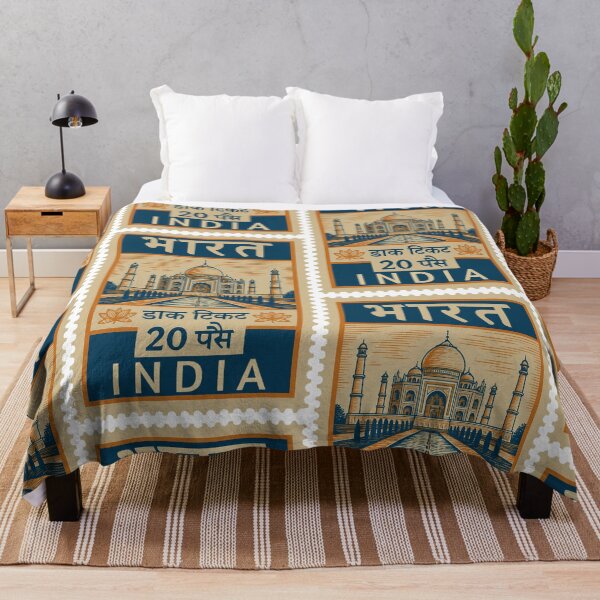 Item preview, Vintage India Postage Stamp | Taj Mahal and Lotus Retro Design designed and sold by Travellerz.