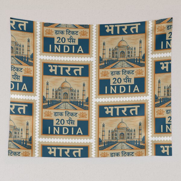 Item preview, Vintage India Postage Stamp | Taj Mahal and Lotus Retro Design designed and sold by Travellerz.