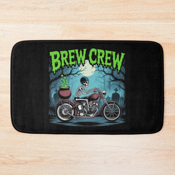 Item preview, The Brew Crew Rides: A cool skeleton biker speeds along on a chopper with a bubbling cauldron strapped to the back. For the Halloween Festive Season designed and sold by Grang Art Artistic Designs.