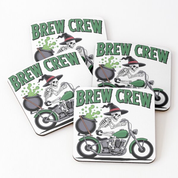Item preview, Potion on Wheels: A cool skeleton biker speeds along on a chopper with a bubbling cauldron strapped to the back. For the Halloween Festive Season designed and sold by Grang Art Artistic Designs.