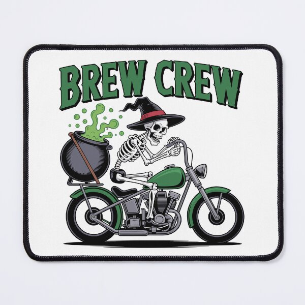 Item preview, Potion on Wheels: A cool skeleton biker speeds along on a chopper with a bubbling cauldron strapped to the back. For the Halloween Festive Season designed and sold by Grang Art Artistic Designs.