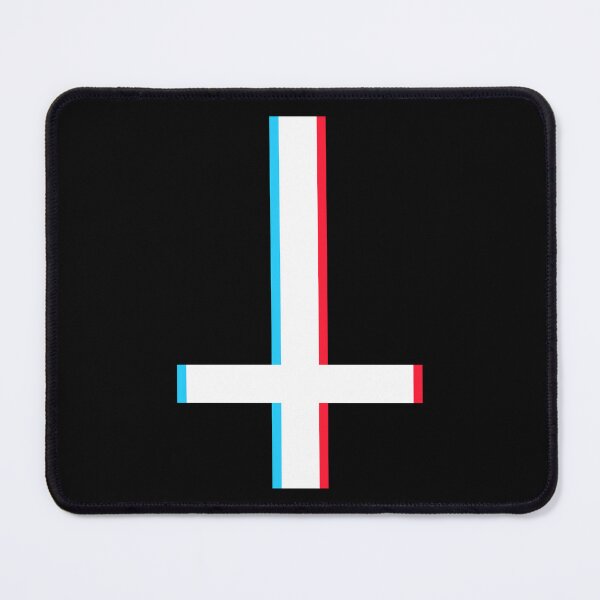 Item preview, White Inverted Cross – 3D Glitch Satanic Symbol designed and sold by HexedHibiscus.