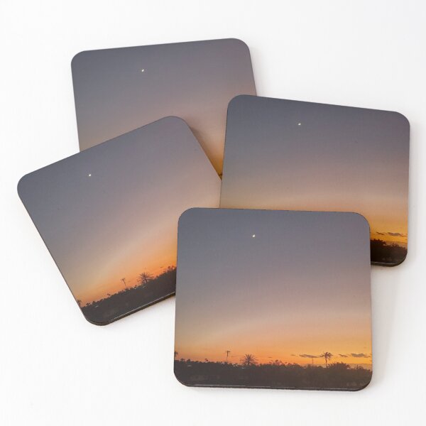 Item preview, Golden Sunset with Cresent Moon and Palm silhouette designed and sold by Bee'sDesigns.