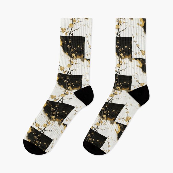 Item preview, Golden Plum Blossoms on Abstract Noir designed and sold by zzz888.