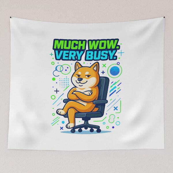 Item preview, Shiba Inu Meme "Much Wow. Very Busy." Futuristic Quote Tee designed and sold by Tong4130.