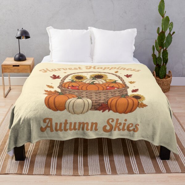 Item preview, Harvest Happiness Autumn Skies – Cute Pumpkin Fall Basket Design for Autumn Vibes designed and sold by Furr-n-Purr.