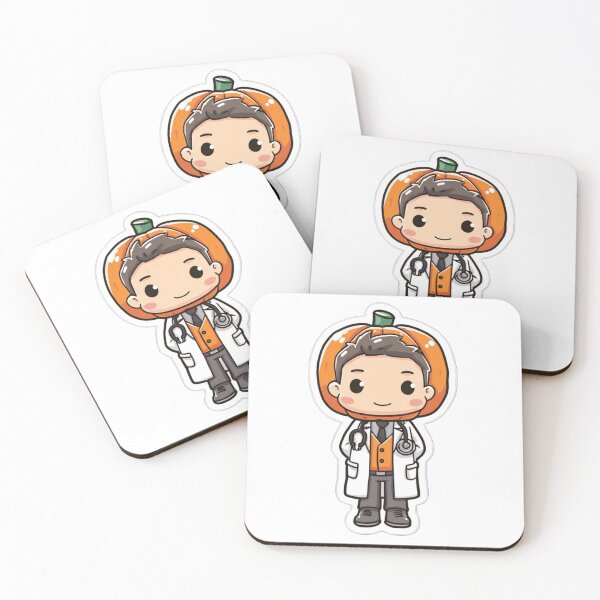 Item preview, Spooky Cute Doctor Sticker – Cartoon Male Doctor Sitting on Pumpkin, Halloween Art designed and sold by Gurjeetpixelart.