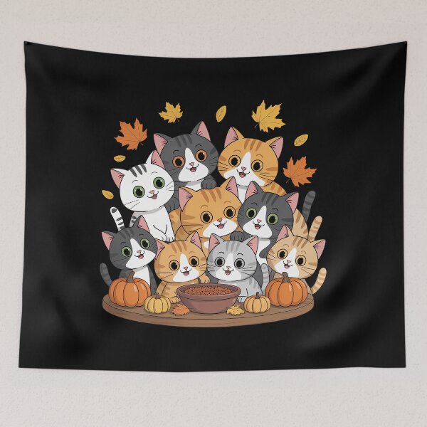 Item preview, Cute funny cats celebrating thanksgiving autumn dinner designed and sold by JonBarnes22.