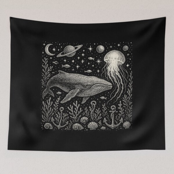 Item preview, Whale Jellyfish Deep Ocean Space Art designed and sold by EdvvinStudios.