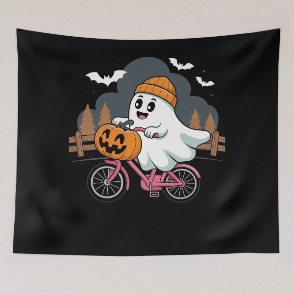 Item preview, Cute Ghost Riding Bicycle Bike Floral Hat Pumpkin Halloween designed and sold by JulienAureo.