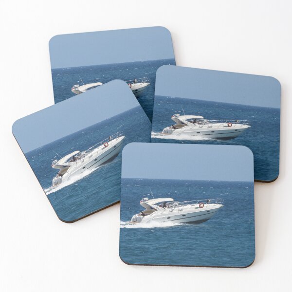 Item preview, White Motorboat Cruising Across Deep Blue Sea on a Sunny Day for Leisure and Travel designed and sold by Nmallia.