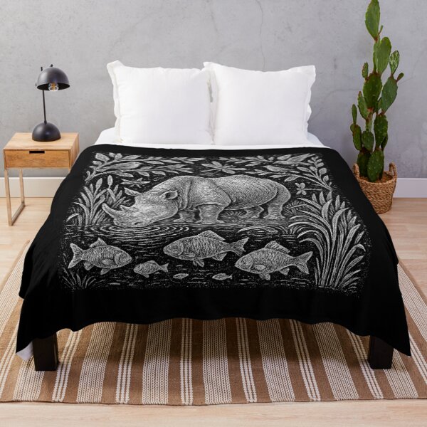 Item preview, Rhino Drinking Water Pond Life Doodle designed and sold by EdvvinStudios.