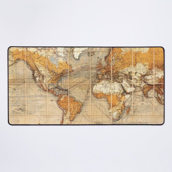 Item preview, Antique World Map from 1890 - Vintage Cartography and Historical Geographic Design - Dark Academia and Travel Aesthetics designed and sold by Printspiration, Explore Unique Art & Designs.