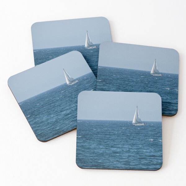 Item preview, Sailboat on Open Ocean Under Clear Sky and Blue Horizon, A Serene Nautical Scene designed and sold by Nmallia.