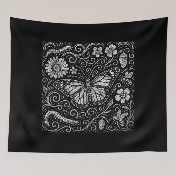 Item preview, Butterfly Life Cycle Flowers Swirls designed and sold by EdvvinStudios.