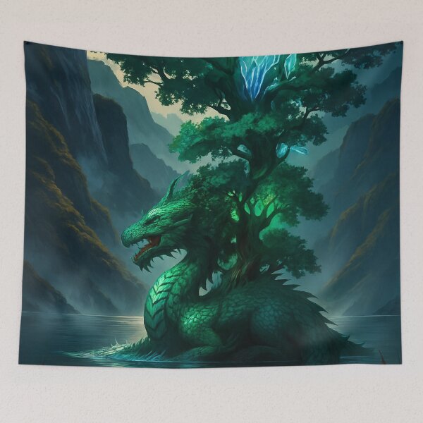 Item preview, Nature Dragon Crystal Tree Fantasy Art designed and sold by Prachodayat Artworks.