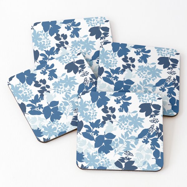 Item preview, Blue Monochrome Foliage Pattern designed and sold by Farissa Designs.