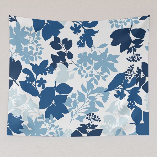 Item preview, Blue Monochrome Foliage Pattern designed and sold by Farissa Designs.
