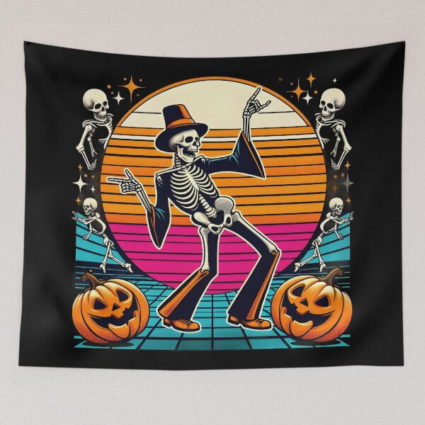 Item preview, Retro Disco Skeleton Halloween Party Vibes. designed and sold by The-T-In-Retro.