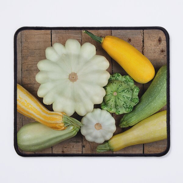 Item preview, Colorful Summer Squash and Pattypan on Rustic Wood designed and sold by printempstg.