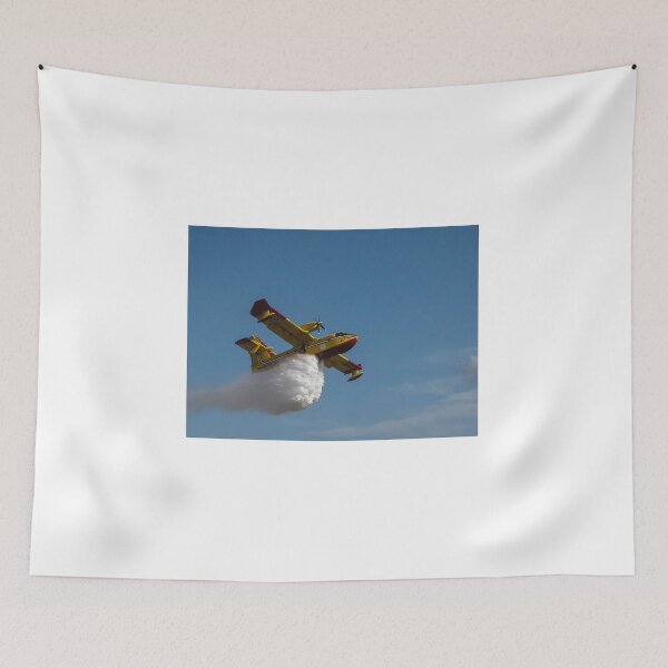 Item preview, Colorful Firefighting Aircraft Dropping Water Over Clear Blue Sky During Aerial Training Exercise designed and sold by Nmallia.